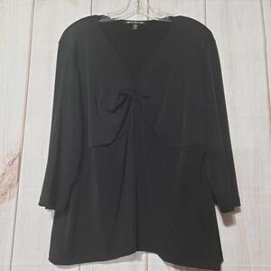Briggs New York Black Twist Front Long Sleeve Blouse Top‎ 3X